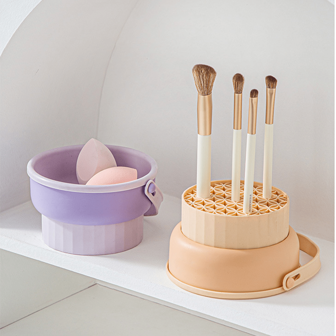1pc Silicone Makeup Brush Cleaning Bowl, Powder Puff Drying Rack, Beauty Sponge Cleaning Tool