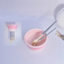 1pc Silicone Makeup Brush Cleaning Bowl, Powder Puff Drying Rack, Beauty Sponge Cleaning Tool