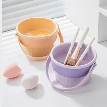 1pc Silicone Makeup Brush Cleaning Bowl, Powder Puff Drying Rack, Beauty Sponge Cleaning Tool