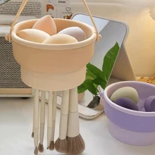 1pc Silicone Makeup Brush Cleaning Bowl, Powder Puff Drying Rack, Beauty Sponge Cleaning Tool