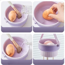 1pc Silicone Makeup Brush Cleaning Bowl, Powder Puff Drying Rack, Beauty Sponge Cleaning Tool