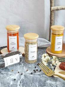 192pcs Kitchen Food Label Set Glass Jar Label Spice Bottle Classification Sticker White Label Sticker