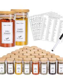 192pcs Kitchen Food Label Set Glass Jar Label Spice Bottle Classification Sticker White Label Sticker