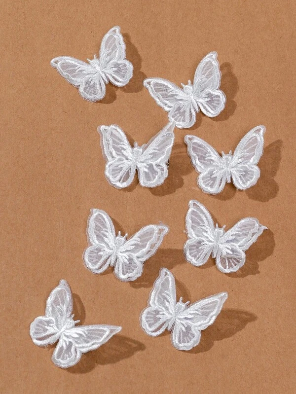 8pcs Lace Double-Layer Butterfly Hair Clip For Daily Use Cute Valentine's Day Valentines