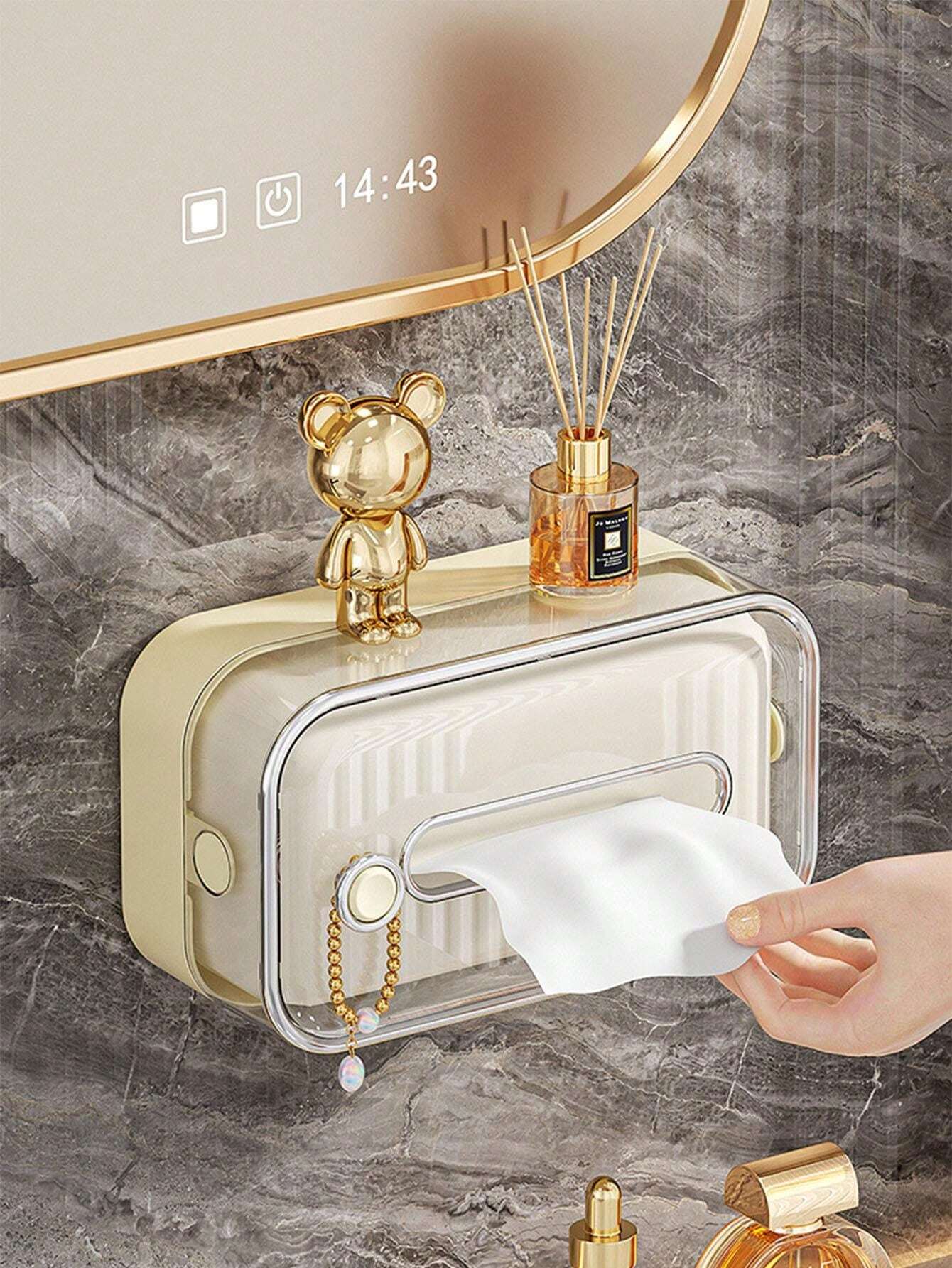 Scatola di fazzoletti e porta rotolo di carta igienica montata a parete