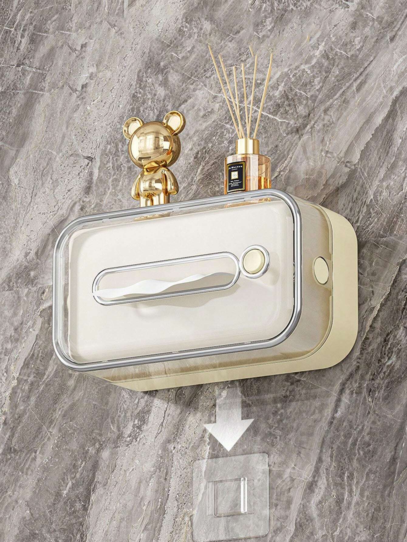 Scatola di fazzoletti e porta rotolo di carta igienica montata a parete