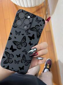 1 Stück Schmetterlings-Design stoßfeste, rutschfeste schwarze Handyhülle kompatibel mit iPhone, Honor, Redmi, Galaxy, wasserdicht, sturzsicher, kratzfest
