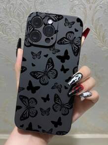 1 Stück Schmetterlings-Design stoßfeste, rutschfeste schwarze Handyhülle kompatibel mit iPhone, Honor, Redmi, Galaxy, wasserdicht, sturzsicher, kratzfest