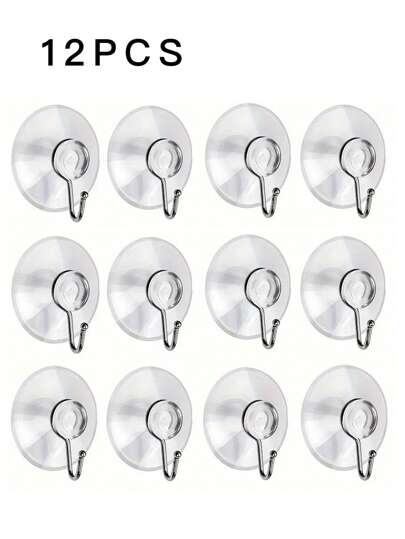 12 stuks zuignap zuignap haken, kleding jas ophanghaak, niet-markerende haken opslag voor keuken badkamer