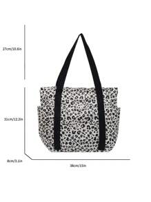 Bolso de mano minimalista y versátil de unicolor, diseño casual con bloques de color, gran bolso de hombro - Blanco - Ver 3