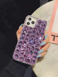 Sheer Luxe Luxury Fully Rhinestoned Luxury DIY Rhinestone Phone Case Compatible With Apple IPhone 15, 14, 13, 12, 11, Plus, Pro Max, Samsung Galaxy S24 Ultra, S24+, S25, S23 Ultra, S23+, S23 Full Coverage Protective Cover - Mauve Purple - View 5