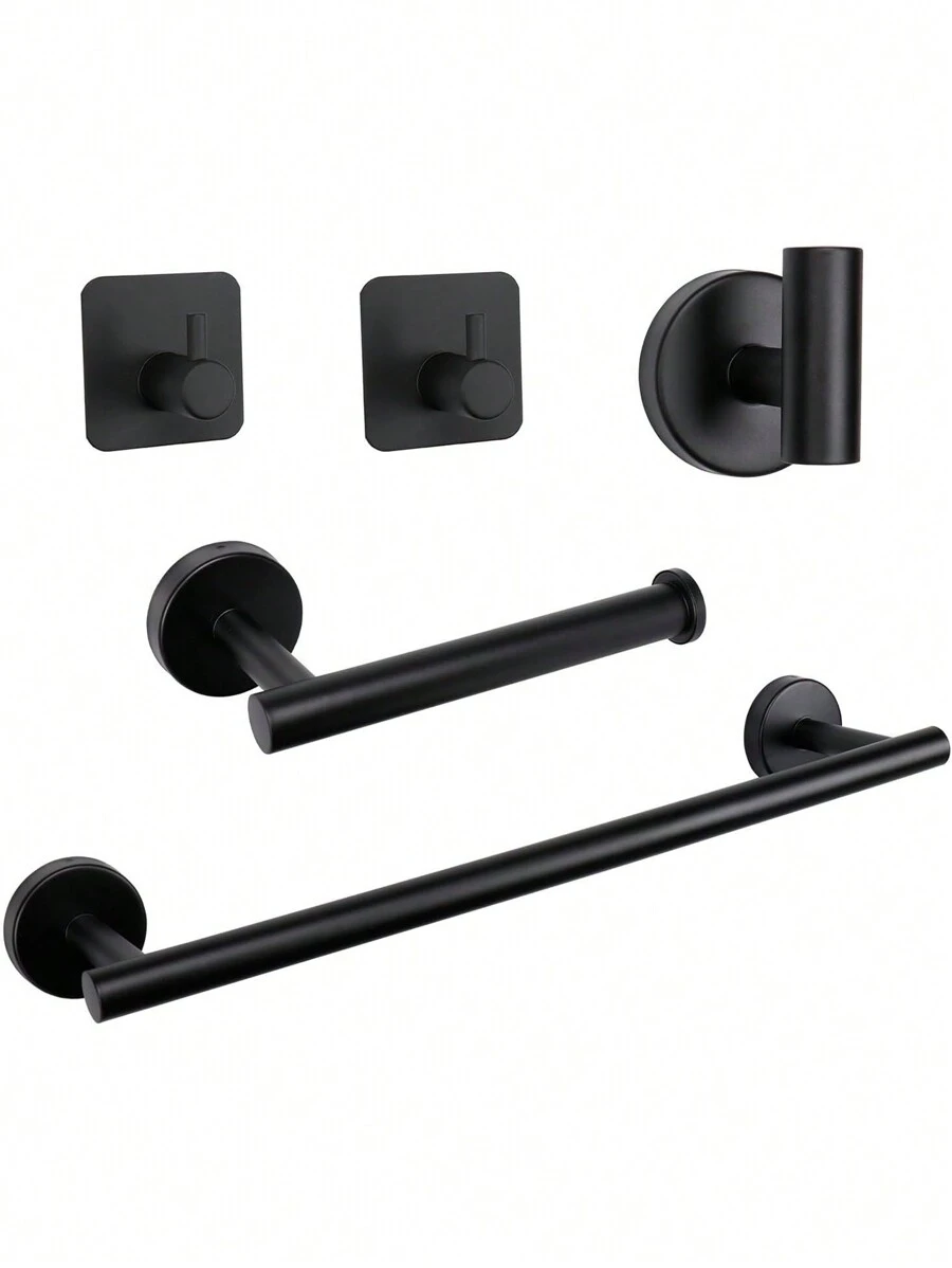 5 Piezas Juego de Accesorios de Baño, Toallero Baño 40cm + Portarrollos para Papel + Toallero Barra + 2 Gancho Adhesivo, 304 Acero Inoxidable