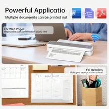 IDPRT HD Portable Travel Wireless Printer, Thermal Printer, Supports 8.5" X 11" U.S. Letter, A4 And A5 Thermal Paper, Inkless Printer Compatible With IOS, Android, And Laptops For Office, Car And Home - 白色 - 查看 7