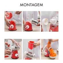 Cutter Grater Slicer Vegetable Processor Greens Cheese Multipurpose 3 In 1 - Đỏ - Xem 3