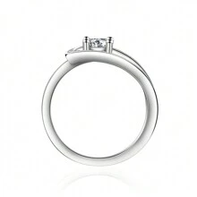 1 pieza Anillo de compromiso de mujer con 0,5 quilates de moissanita y diamantes, anillo con engaste de diamantes de forma única, en plata de ley 925, regalo de propuesta, para el Día de San Valentín, aniversario o mejor amiga