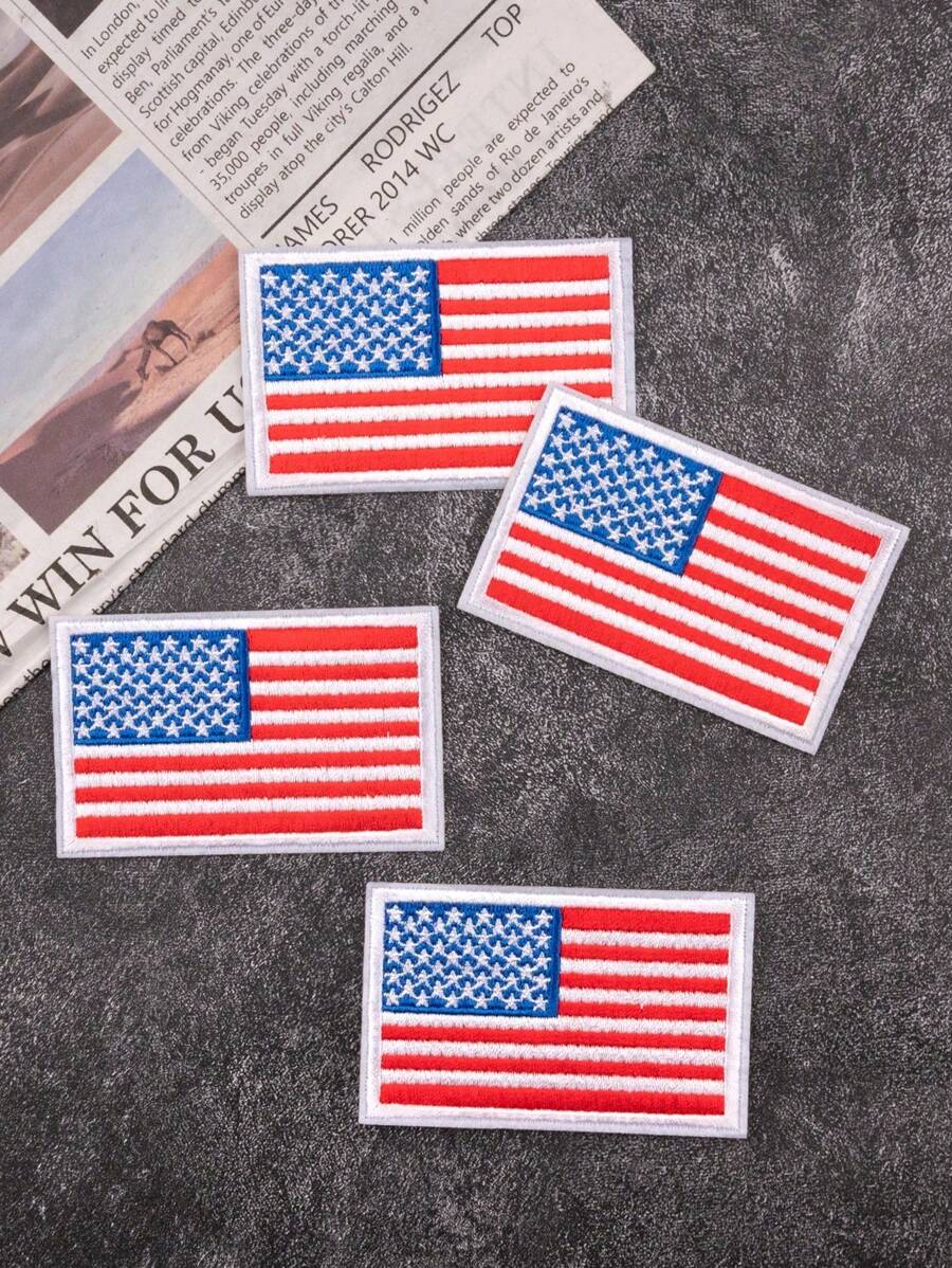 2入組/套新版美國國旗刺繡布徽章,diy肩章、臂章、背包配飾 - 杏色 - 查看 1