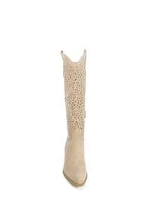 TULIPANO KESCA Campera Botas de mujer,campera botas de cowboy,Campera y Botas de Cowboy para Mujer - Diseño Ahuecado - Beis - Ver 5