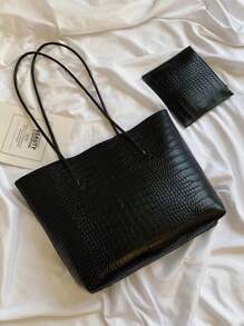 Bolso de tote de hombro con grabado de cocodrilo, casual para negocios, con monedero, para adolescentes, mujeres, estudiantes universitarias, principiantes y trabajadores de cuello blanco. Perfecto para la oficina, la universidad, el trabajo, los negocios, el transporte, actividades al aire libre, viajes y salidas. Bolso de mujer con bolsa para monedas, mochila escolar, gran capacidad, portátil, casual para negocios, para adolescentes, mujeres y estudiantes universitarias. Perfecto para la oficina, la universidad, la escuela secundaria, el trabajo, los negocios, el transporte. Bolsos de tote de moda para señoras.