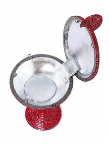 New Wine Glass Shaped Rhinestone Decorated Evening Clutch Bag, Everyday Carry, Not For Phone Use - Red - View 6