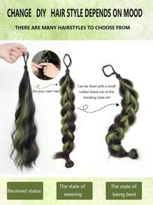 1 件装合成接发环绕凌乱发髻发圈弹性发髻制作器环女士款，约 20 英寸 - 挑染紅色 - 查看 7