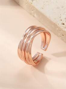 Minimalist Layered Cuff Ring - Yellow Gold - View 11