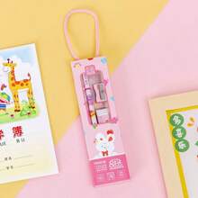 5 Pieces Pencil Gift Set, Creative Stationery Supplies For Back To School, Graduation, Birthday Gift, Includes: 2 Pencils, 1 Ruler, 1 Eraser, 1 Pencil Sharpener Back To School