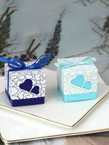 10 piezas Caja de caramelos estilo europeo nueva, caja de dulces con doble corazón hueco, caja de regalo con corazón, de vuelta a la escuela Día de San Valentín - multicolor - Ver 9