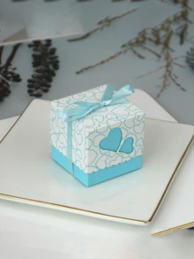 10 piezas Caja de caramelos estilo europeo nueva, caja de dulces con doble corazón hueco, caja de regalo con corazón, de vuelta a la escuela Día de San Valentín - multicolor - Ver 5