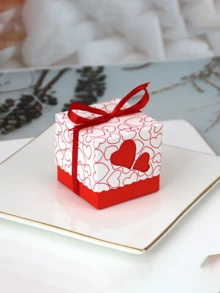 10 piezas Caja de caramelos estilo europeo nueva, caja de dulces con doble corazón hueco, caja de regalo con corazón, de vuelta a la escuela Día de San Valentín - multicolor - Ver 3
