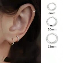 2pcs.925 Sterling Silver Small Earrings, Daily Commuting, Photography, Electroplating Process Jewelry, Three Specifications, Choose Large, Medium And Small At Will