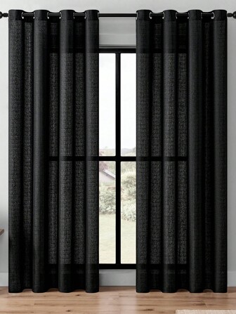 1 件薄纱窗帘、索环窗帘、薄纱窗帘、薄纱窗帘、半薄纱窗帘、家庭窗帘、办公室窗帘、纯色轻质奢华现代简约涤纶纱窗窗帘，透光不透人，减弱阳光，卧室客厅阳台防紫外线窗帘，带索环