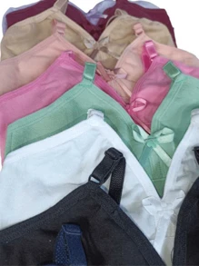 Kit 5 Sutiãs Menina Moça Para Adolescente de Algodão Sem Bojo Básico Juvenil Soutien Para Garotas