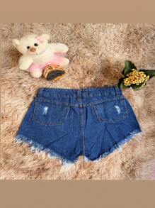 Women's Dark Denim Shorts - Rửa tối - Xem 3