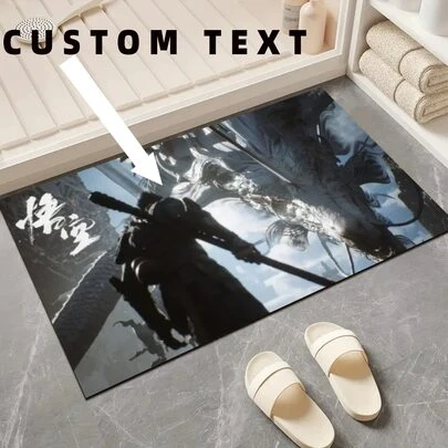 1pc Customized Microfiber Anti-Slip Rug With Mythical Monkey King Print, Washable Silica Gel Carpet Mat, Personalized Home Decor For Kitchen, Bathroom, Shower - Customized Doormat, Custom Photo Mat, Themed Floor Rug