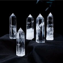 1 pieza Decoración de escritorio de pieza tallada a mano de columna arcoíris de torre de energía de cuarzo cristal natural puro, accesorios de joyería de nivel superior para sanar los siete chakras