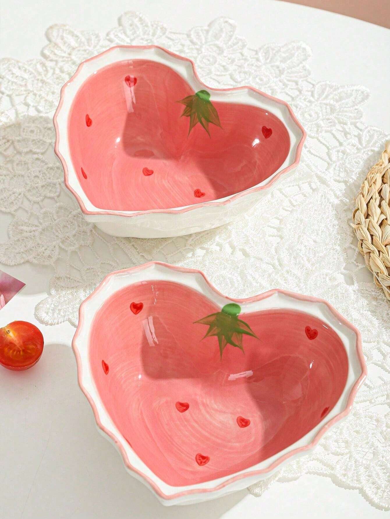 1pc Creative Home Use Noodle Soup Bowl & Dish Set, Cute Strawberry
