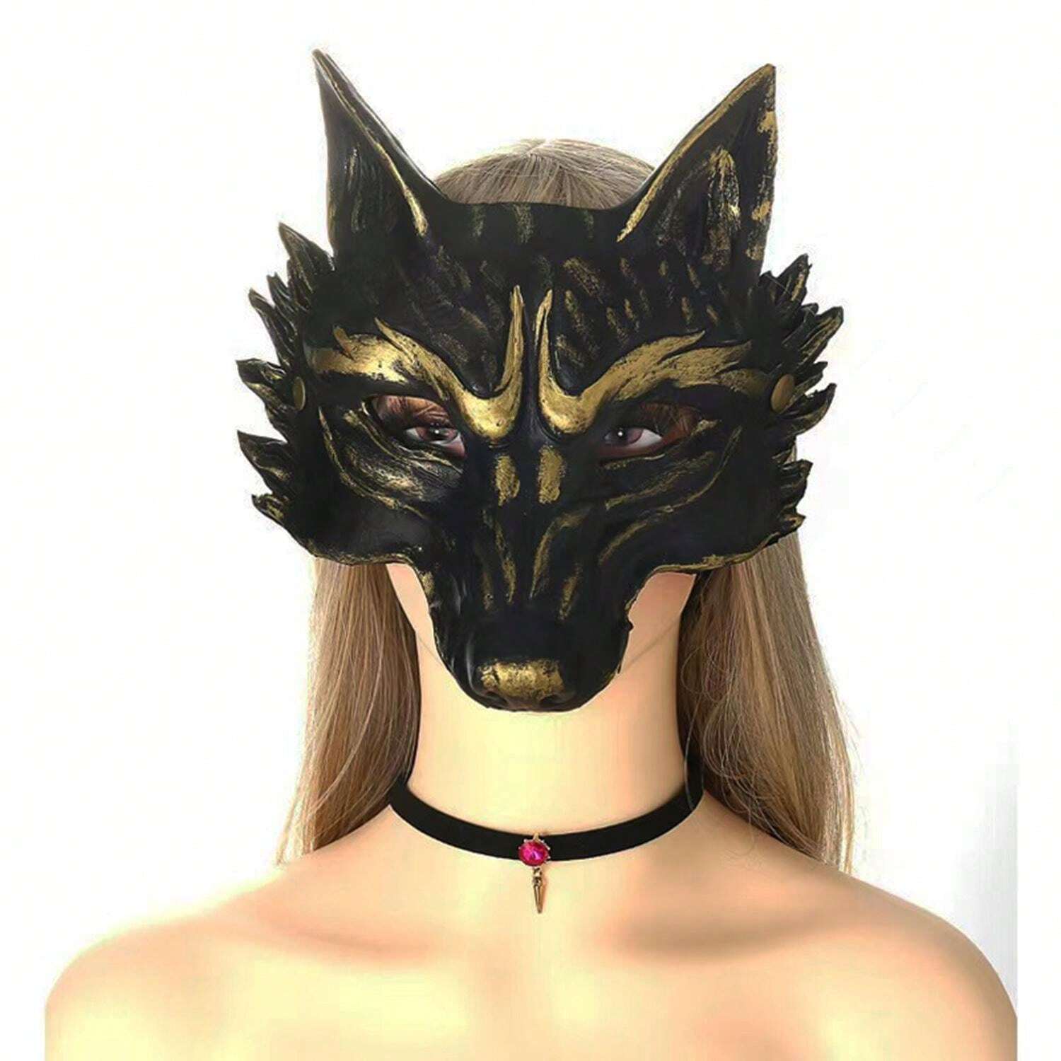 Knight Shein 2pcs/Set Medieval Viking Warrior Knight Cloak Cape & Wolf PU Foam Mask ...