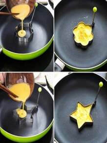 Star And Heart Shaped Egg Ring Set, Stainless Steel Omelette, Omelette Mold - Bạc - Xem 2