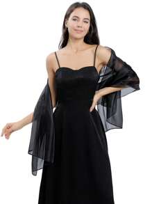 1pc Bridal Gown Shawl, European Style New Wedding Party Shawl, Solid Color Shawl And Scarf For Brides And Bridesmaids Fall Clothes For Women - A - View 6