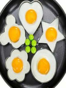 Star And Heart Shaped Egg Ring Set, Stainless Steel Omelette, Omelette Mold - Bạc - Xem 11
