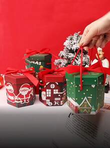 5pcs/10pcs Christmas Gift Box, Cartoon Christmas Apple Box, Portable Gift Box, Suitable For Party & Holiday Christmas Christmas DecorChristmas Decorations Christmas Bags Christmas Gifts Christmas Christmas Decorations Christmas Pajamas Christmas Gifts Christmas Decor - Paper - View 5