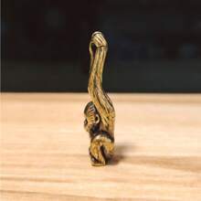 Vintage Brass Monkey Zodiac Keychain Pendant, Necklace Accessory, Small Gift - Monkey - View 3