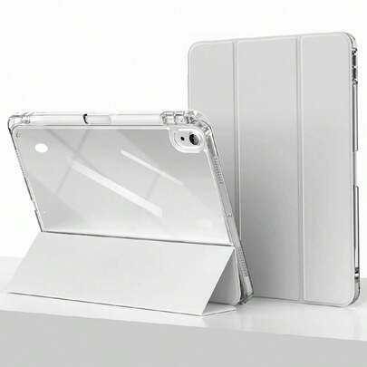 1 chiếc ốp lưng bảo vệ trong suốt bằng Acrylic màu xám tinh khiết thanh lịch tương thích với iPad, hỗ trợ chức năng Ngủ/Đánh thức