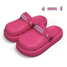 ASHALI Women's Sandals, Decorative Flower Design Closed Toe Slides, Hot Pink Color, Summer Thick Bottom Slippers