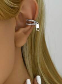 1pc Silver Tone Chic Ear Cuff Earring, Women Punk Style Earring