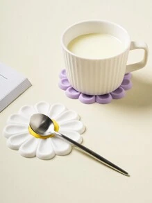 1/6pcs Flower Design  Coaster Mini Coaster,Silicone Portable Durable Cute Cup Mat ,Kitchen Table Heat-Resistant Coasters And Thick Insulation Pads,5 Colors Flower Design Anti-Slip Silicone Coaster  Set For Home Decor Tabletop Protection Suitable For Kinds Of Cups, 3.74 Inches , Creative  Cup Coaster For Dining Table