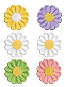 1/6pcs Flower Design  Coaster Mini Coaster,Silicone Portable Durable Cute Cup Mat ,Kitchen Table Heat-Resistant Coasters And Thick Insulation Pads,5 Colors Flower Design Anti-Slip Silicone Coaster  Set For Home Decor Tabletop Protection Suitable For Kinds Of Cups, 3.74 Inches , Creative  Cup Coaster For Dining Table