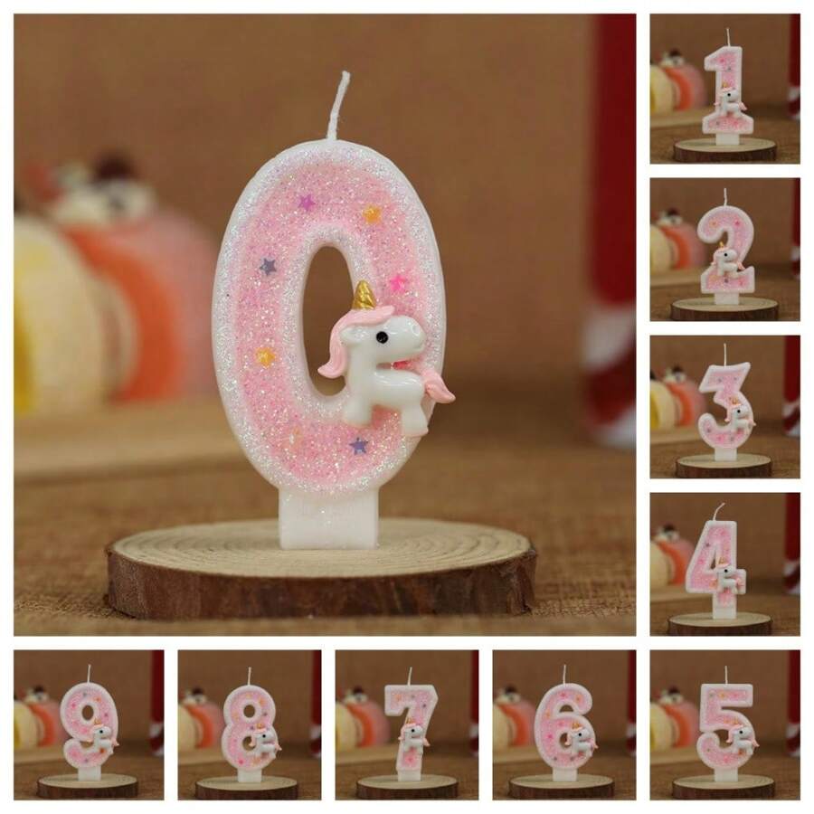 1pc Upgraded Unicorn Series Candles With Hard Box, Birthday Cake Decoration Party Atmosphere Candles, Romantic Party Supplies, Birthday Candles, Singleness Party, Coming Of Age, Birthday Party Cake Decorations, Baking Decoration Creative Number Birthday Candles Cake Birthday Decoration Handmade DIY Applicable To Birthday Party, Graduation Party, Wedding Party, Father's Day, Mother's Day, Unicorn Party, Various Party Cake Decoration Candles - Multicolor - View 1