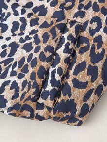 Women Winter Leopard Print Zip-Up Padded Coat - Mocha Brown - View 5