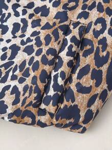 Dames Winter Luipaard Print Rits Gewatteerde Jas